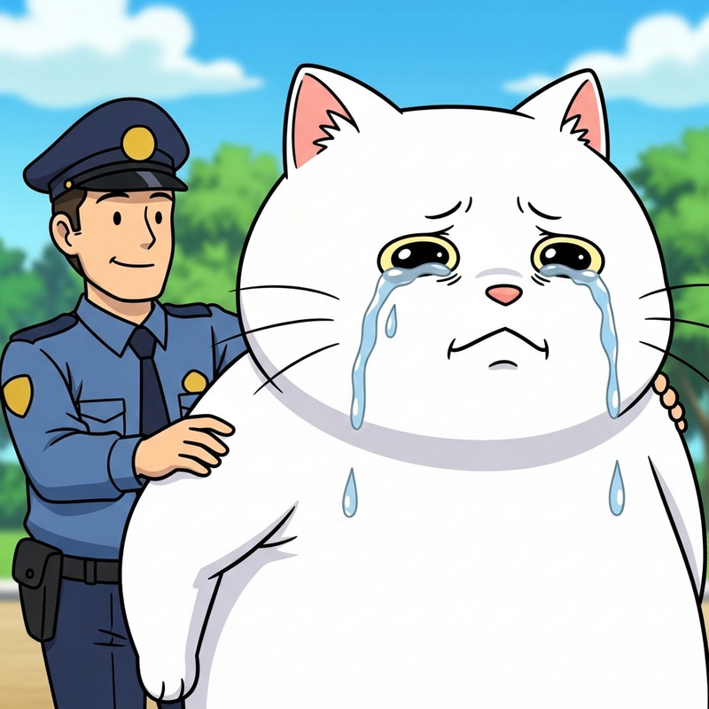 Hello Kitty Arrested - Crying Cartoon Character Hello Kitty Arrested - Crying Cartoon Character