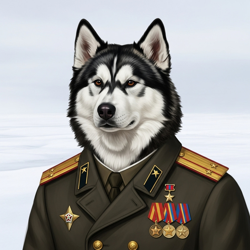 Russian Dog Soldier in Uniform | Heroic Canine Fighter