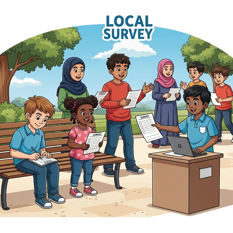 Kids Engaging in Fun Local Survey Activity