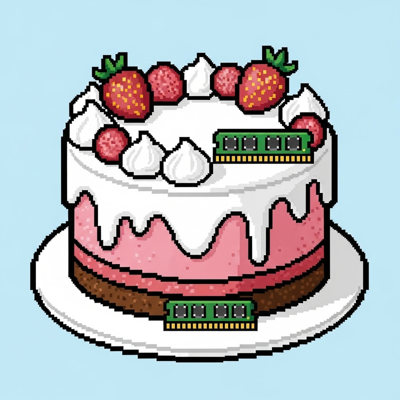 Vibrant Pixel Art Cake - Retro Gaming 8-Bit Aesthetic