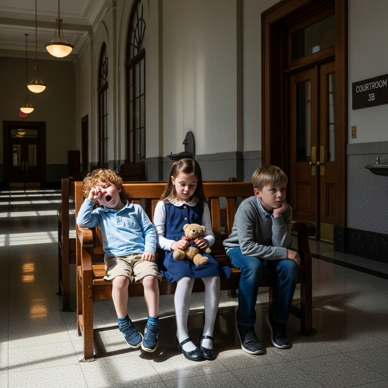 Three Children in a Courthouse | Legal Hearing Three Children in a Courthouse | Legal Hearing