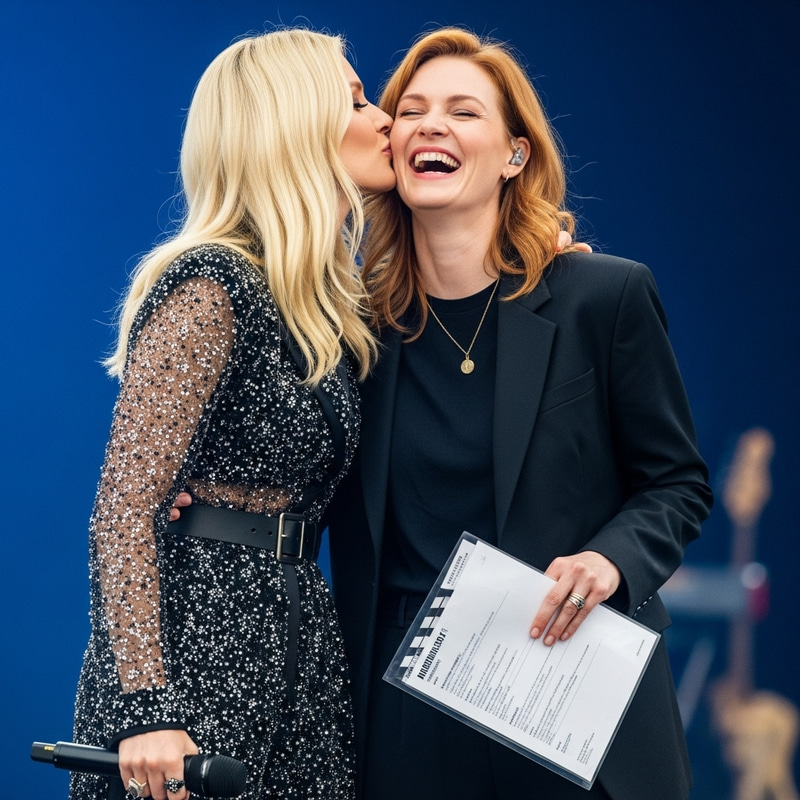 Taylor Swift and Emma Stone Share a Friendly Kiss Taylor Swift and Emma Stone Share a Friendly Kiss