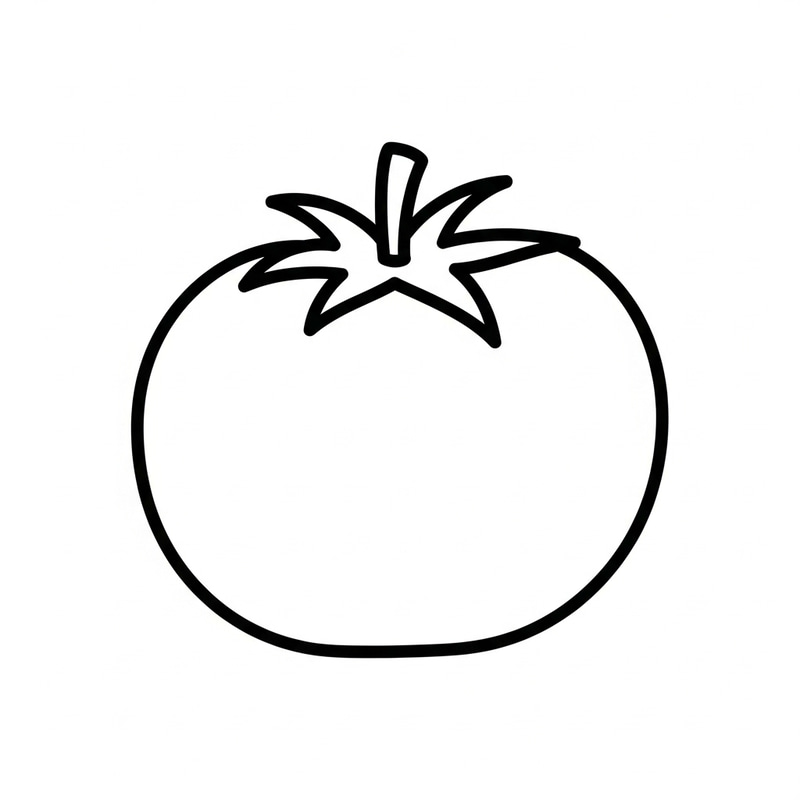 Simple Tomato Coloring Page for Toddlers