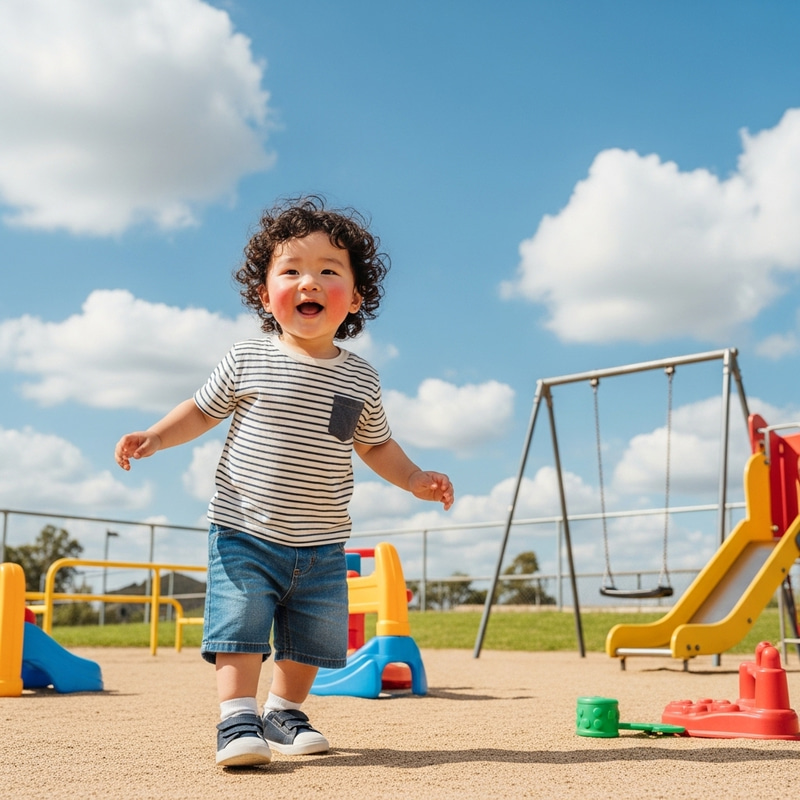 Adorable Child Playing in Vibrant Playground Adorable Child Playing in Vibrant Playground