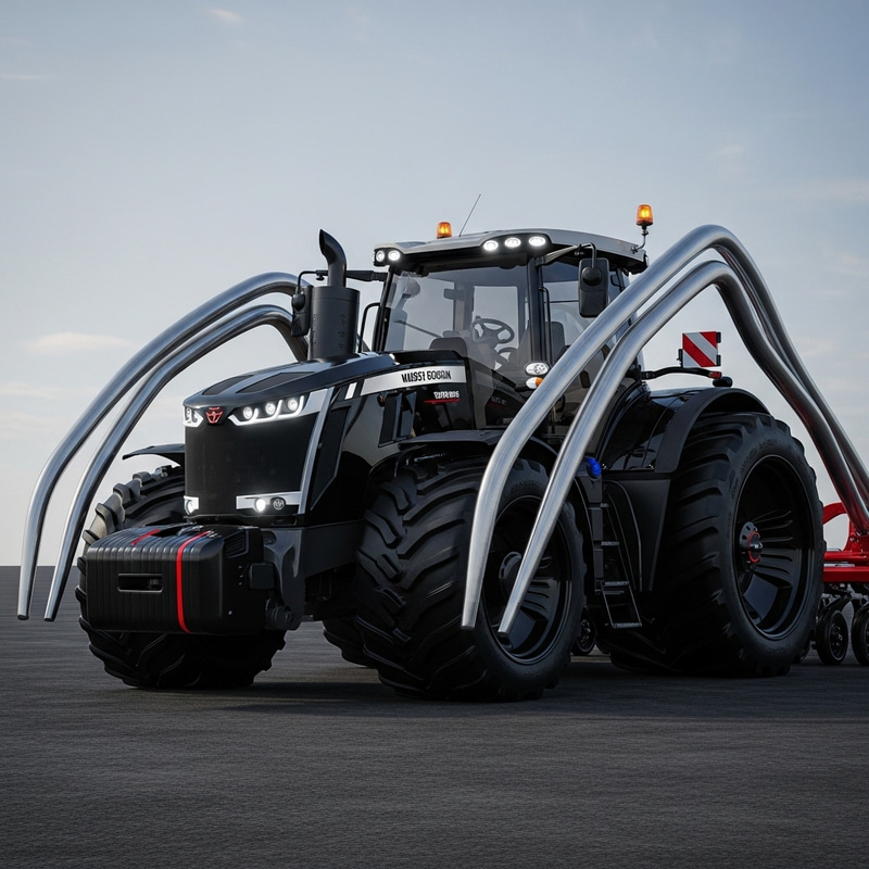 Futuristic Massey Ferguson Tractor: Black & Red Design