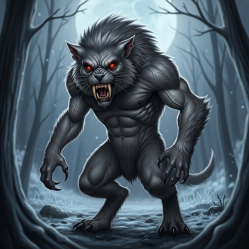 FenrirAkuma - Mythical Creature with Grey Fur, Crimson Eyes & Large Fangs FenrirAkuma - Mythical Creature with Grey Fur, Crimson Eyes & Large Fangs