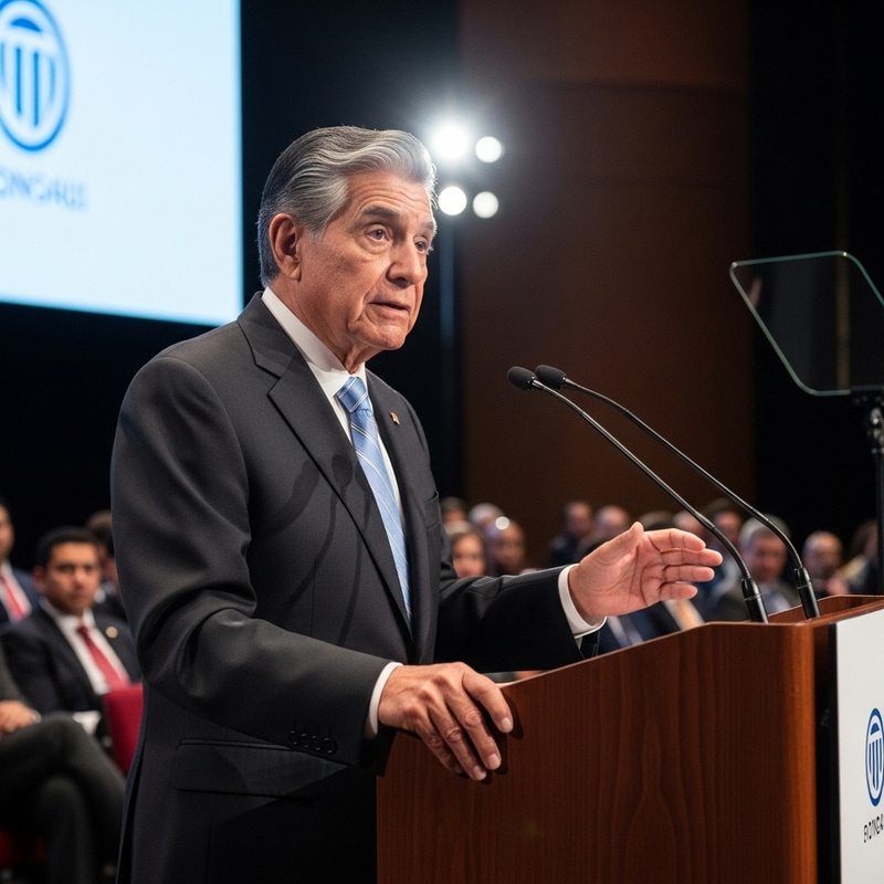 Pedro Sánchez Speaking in Elegant Attire