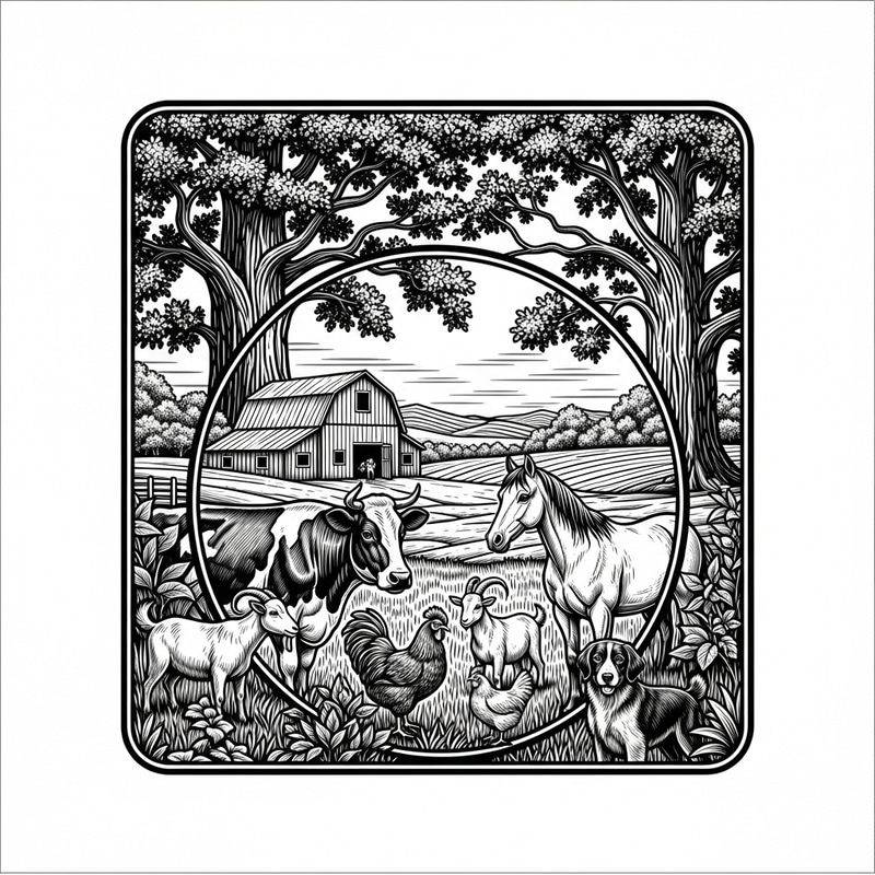 Vintage Farm Logo Design for T-Shirts