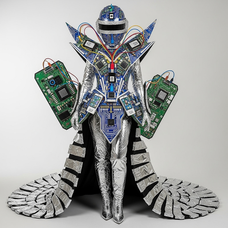 Avant-Garde Metallic Foil Costume Inspired by Technology Avant-Garde Metallic Foil Costume Inspired by Technology
