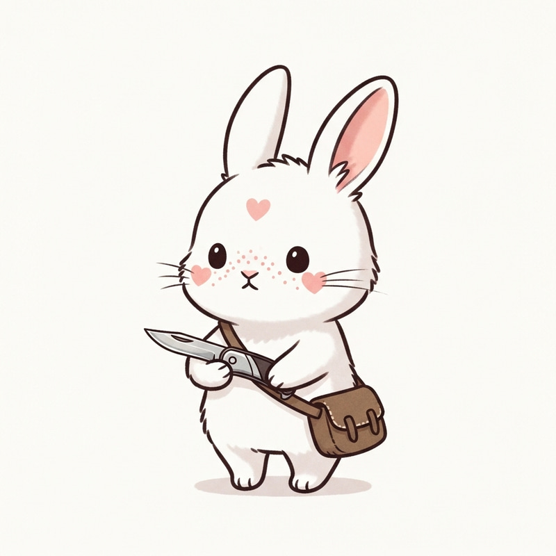 Cute Miffy with Heart Freckles and Pocket Knife in Small Brown Satchel Cute Miffy with Heart Freckles and Pocket Knife in Small Brown Satchel