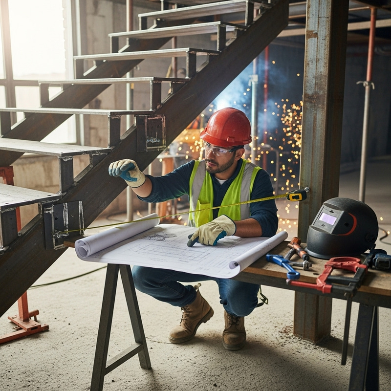 Steel Staircase Construction by Skilled Worker