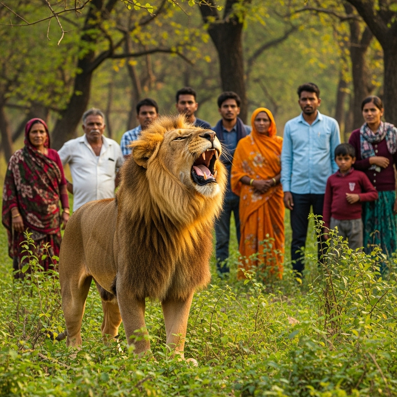 Asiatic Lion Roaring in Gir Forest | Local Wildlife Spectacle Asiatic Lion Roaring in Gir Forest | Local Wildlife Spectacle