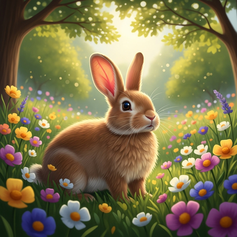 Tranquil Rabbit in Verdant Meadow | Peaceful Nature Scene Tranquil Rabbit in Verdant Meadow | Peaceful Nature Scene