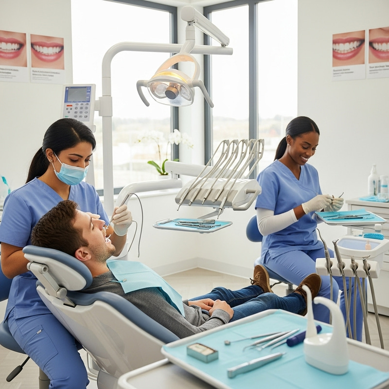 Calm and Professional Dental Clinic Scene Calm and Professional Dental Clinic Scene
