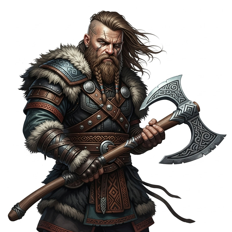Robust Viking Barbarian with Axe - Mercenary Warrior Portrait Robust Viking Barbarian with Axe - Mercenary Warrior Portrait
