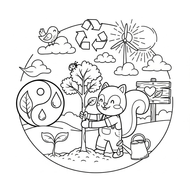 Cute Harmony Doodle: Nurturing & Conservation Themes Cute Harmony Doodle: Nurturing & Conservation Themes