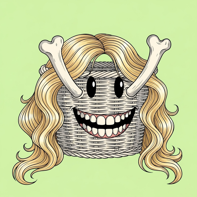 Smiling Basket with Long Teeth and Blond Hair Smiling Basket with Long Teeth and Blond Hair