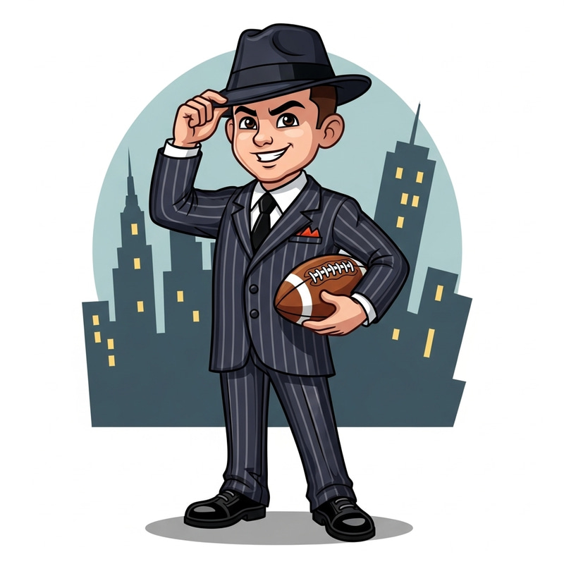 Kid Football Player Cartoon in Mafia Outfit Kid Football Player Cartoon in Mafia Outfit