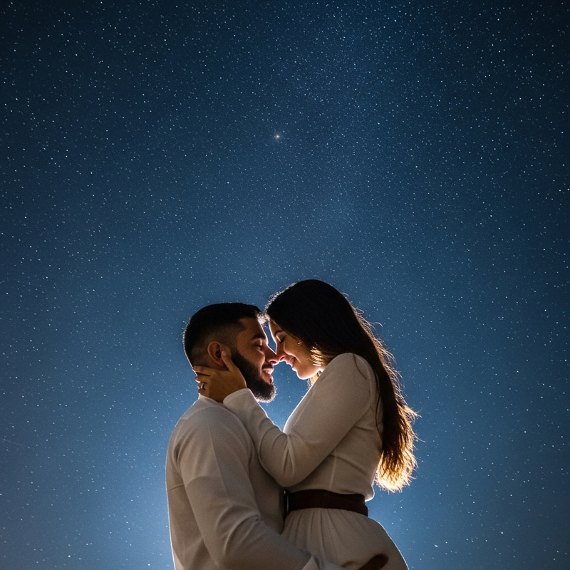 Celestial Love: Luminous Embrace Under the Stars