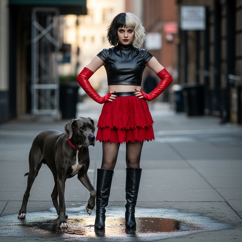 Julia Garner in Luxurious Cruella de Vil Inspired Outfit