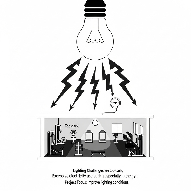 Minimalist Illustration of Internal Lighting Challenges and Project Focus Minimalist Illustration of Internal Lighting Challenges and Project Focus