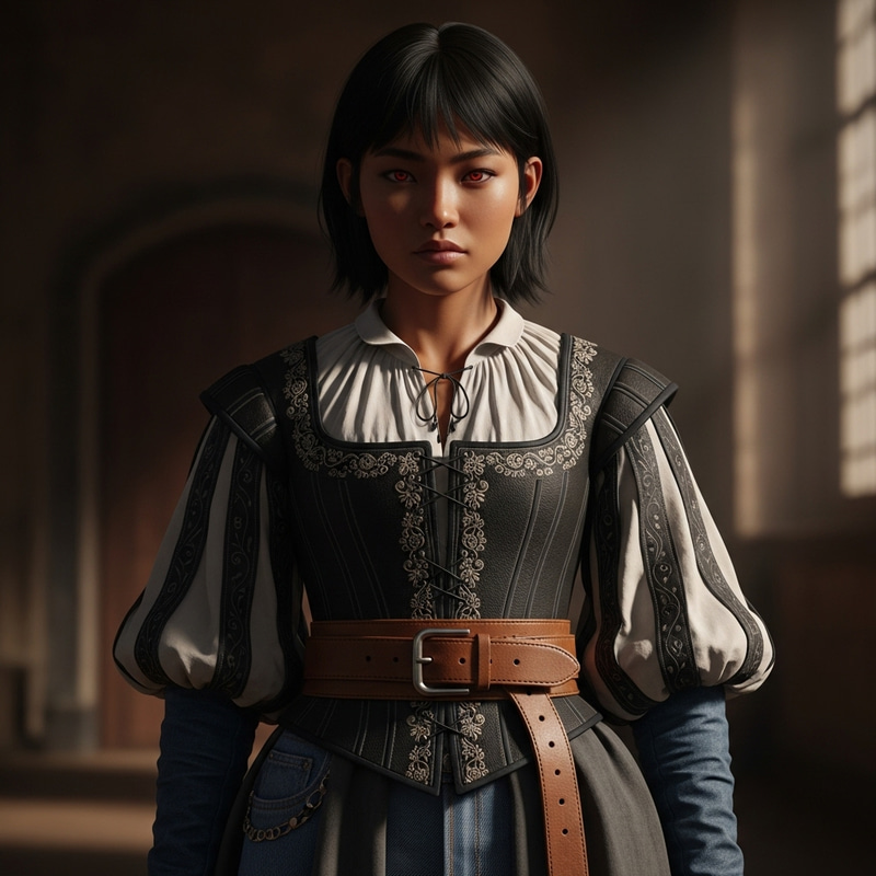 East Asian Girl in 17th Century Attire: Modern and Historical Fusion