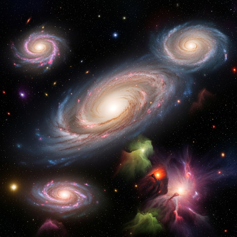 Capturing the Vastness of the Universe with Swirling Galaxies and Vibrant Nebulae
