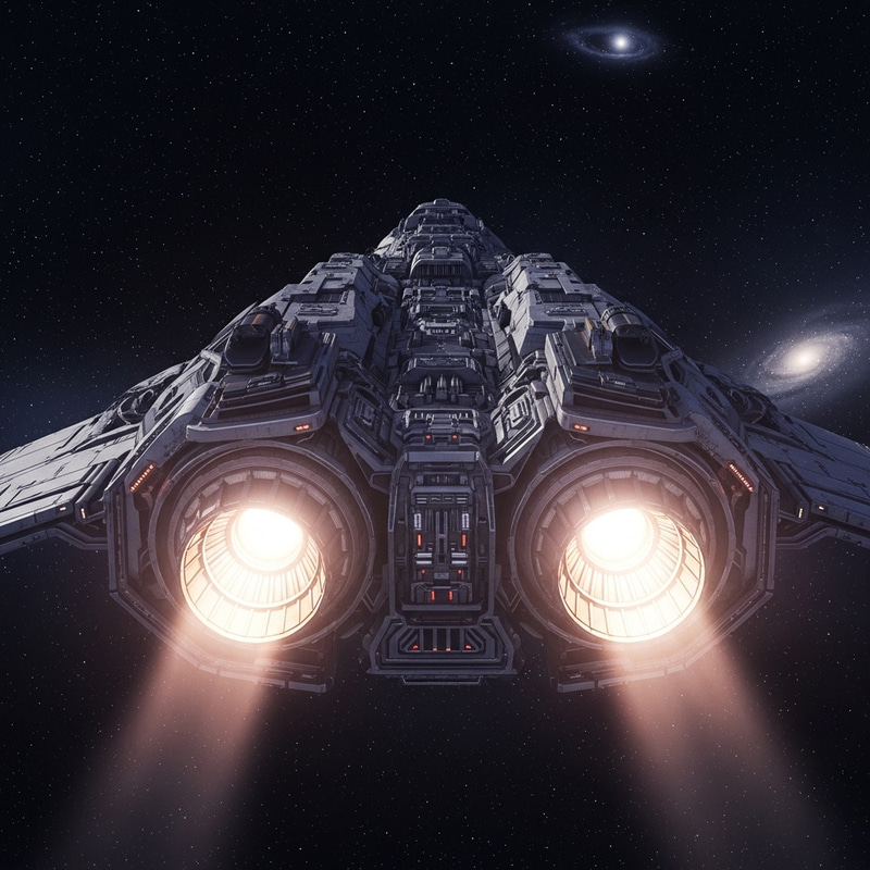 Stunning 3D Game-Style Spaceship Aft Engine Firing Scene Stunning 3D Game-Style Spaceship Aft Engine Firing Scene
