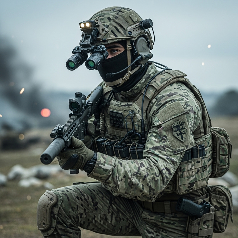 Mexican Navy Special Forces Soldier in Tactical Camouflage Gear