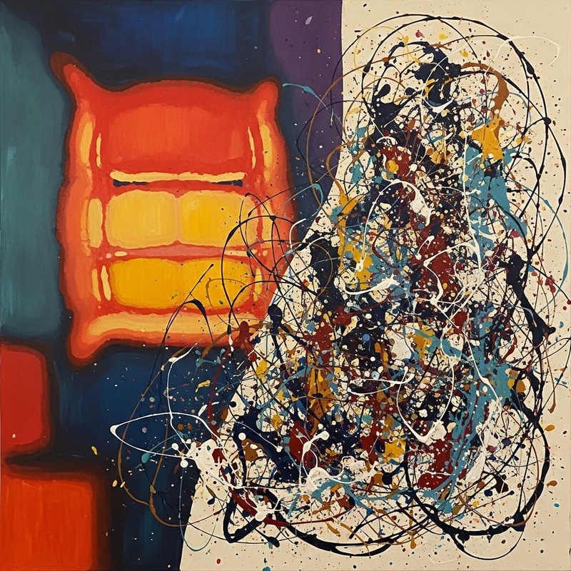 Abstract Fusion of Rhotko and Pullock Style Painting