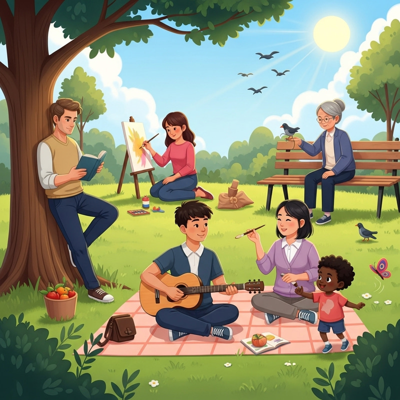 Tranquil Park Scene: Harmony in Diversity Tranquil Park Scene: Harmony in Diversity