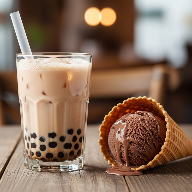 Delicious Bubble Tea & Chocolate Ice Cream