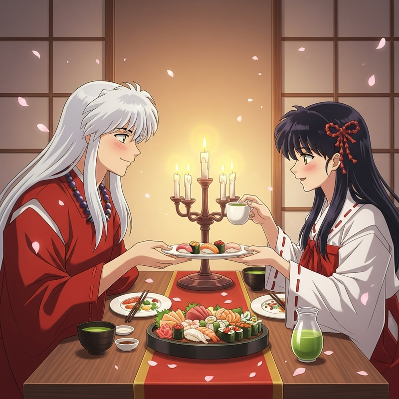 Romantic Dinner with Kikyo and Inuyasha | Enchanting Japanese Scene Romantic Dinner with Kikyo and Inuyasha | Enchanting Japanese Scene