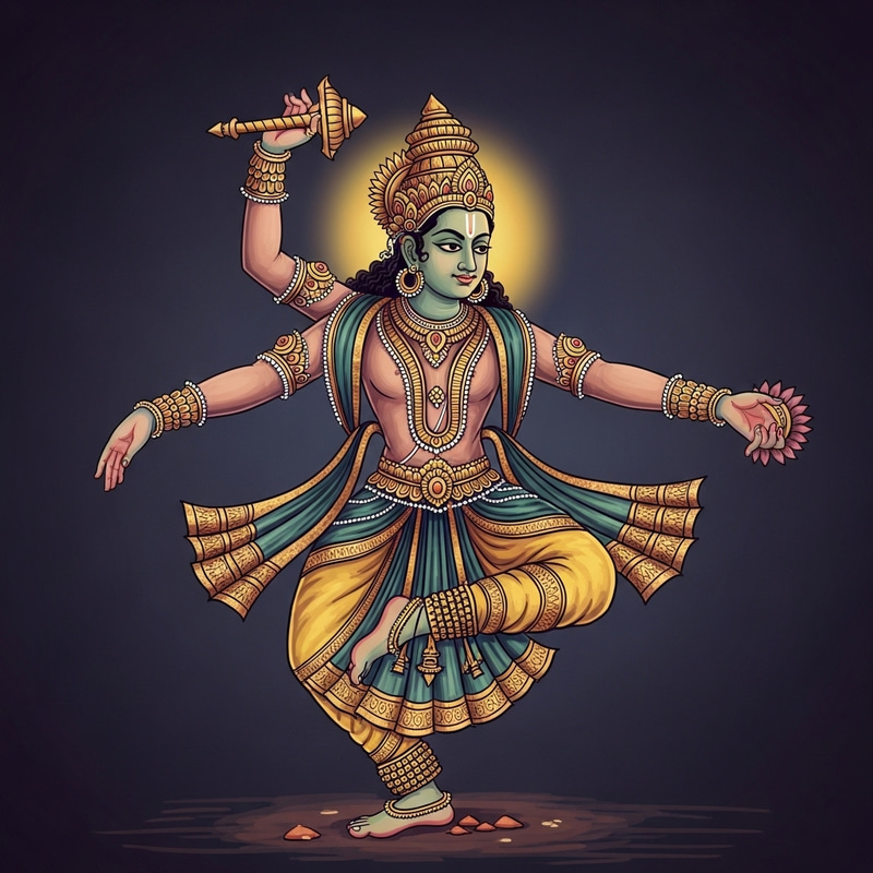 Captivating Divine Figure Performing Tandav Dance in Classical Indian Art Style Captivating Divine Figure Performing Tandav Dance in Classical Indian Art Style