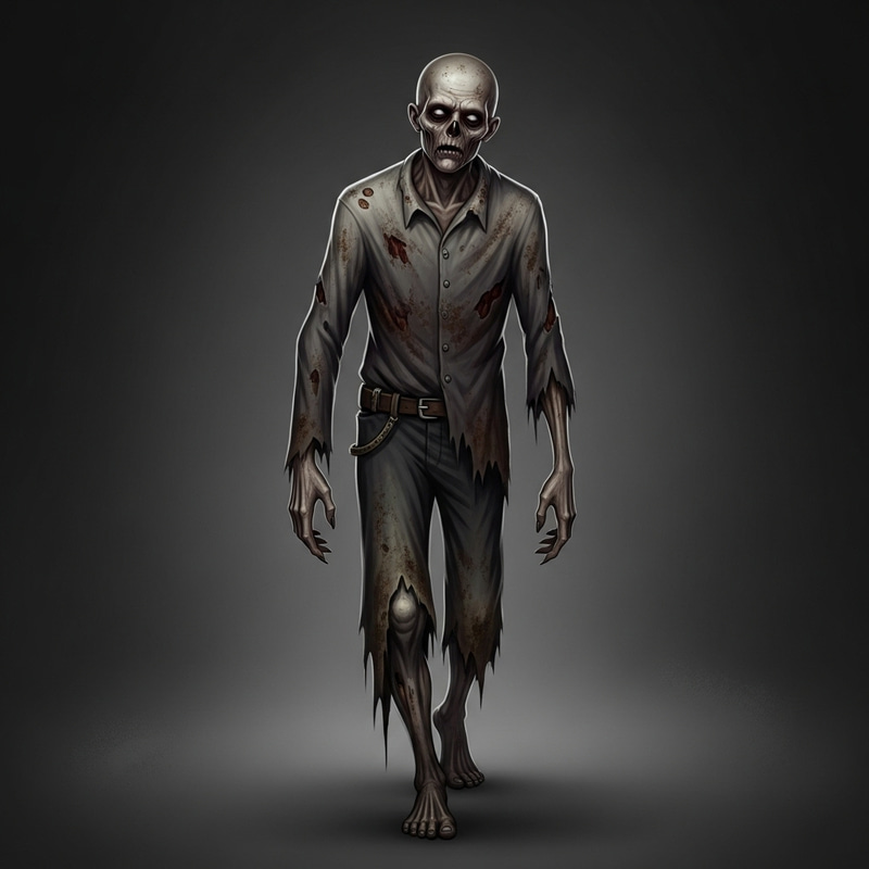 Creepy Living Dead - Haunting Decay in Gray