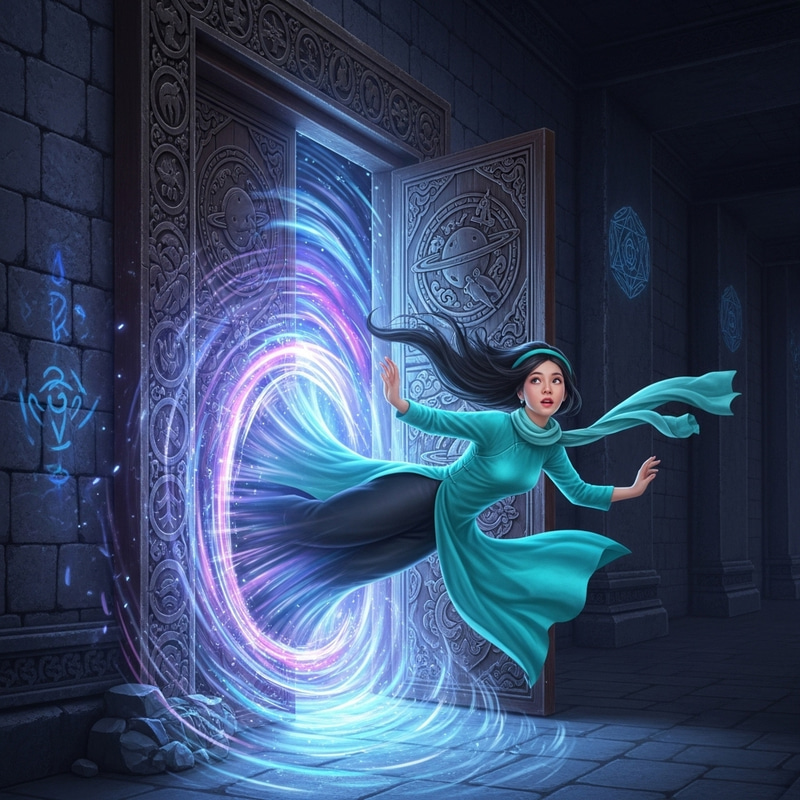 Magical Door Pulling Vietnamese Woman Linh Lan Magical Door Pulling Vietnamese Woman Linh Lan