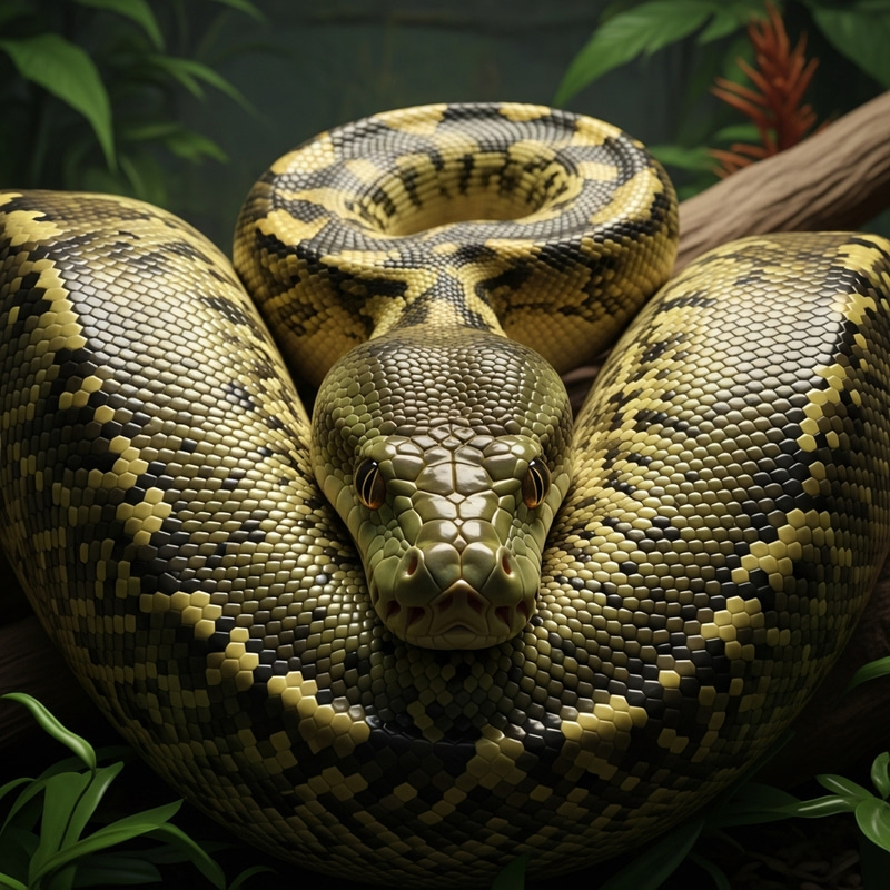 Mesmerizing Olive Green Python Ready to Strike