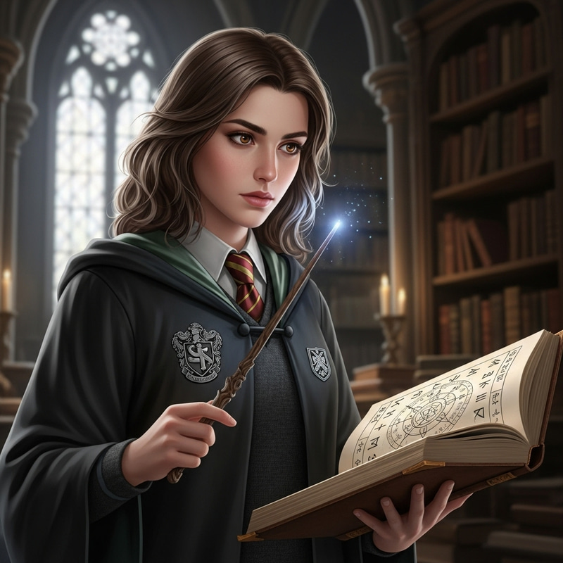 Hermione Granger: Young Female Wizard with Wavy Brown Hair Hermione Granger: Young Female Wizard with Wavy Brown Hair