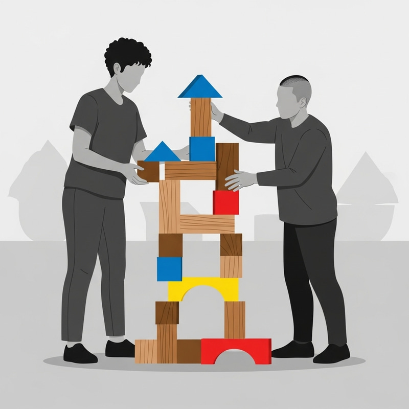Minimalist Teamwork Illustration - Diverse Collaboration