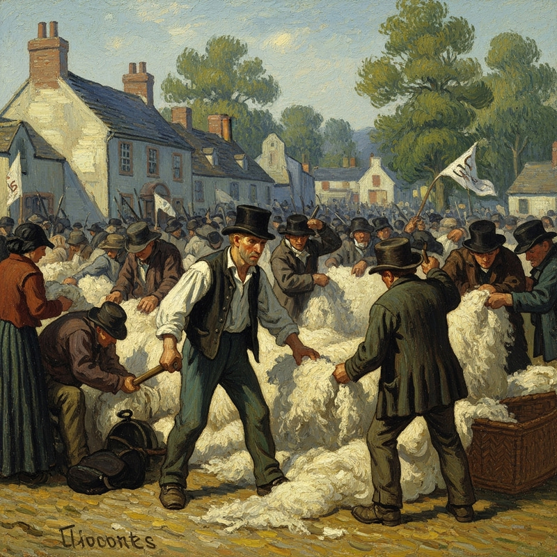 Violent Luddite Protests Against Technological Change in Wool Industry