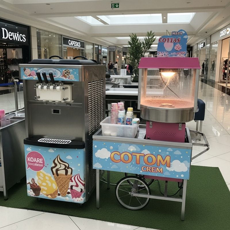 Sweet Cotton Candy & Ice Cream Machine at Shopping Center Sweet Cotton Candy & Ice Cream Machine at Shopping Center