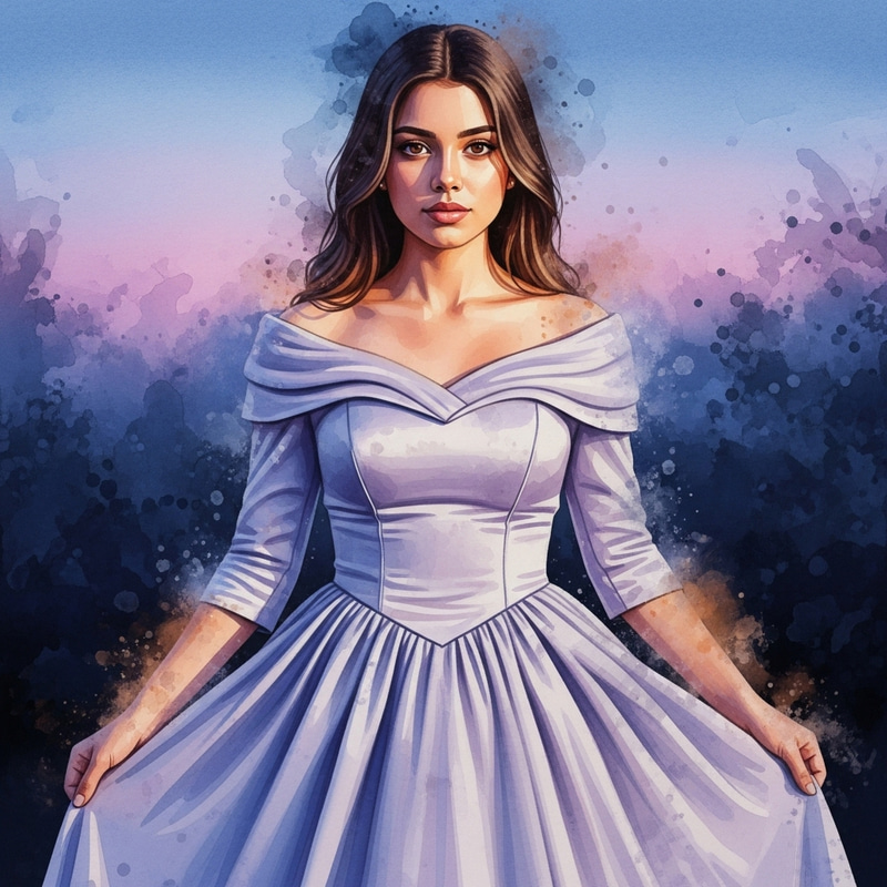 Enchanting Watercolor Portrait of a Serene Hispanic Woman