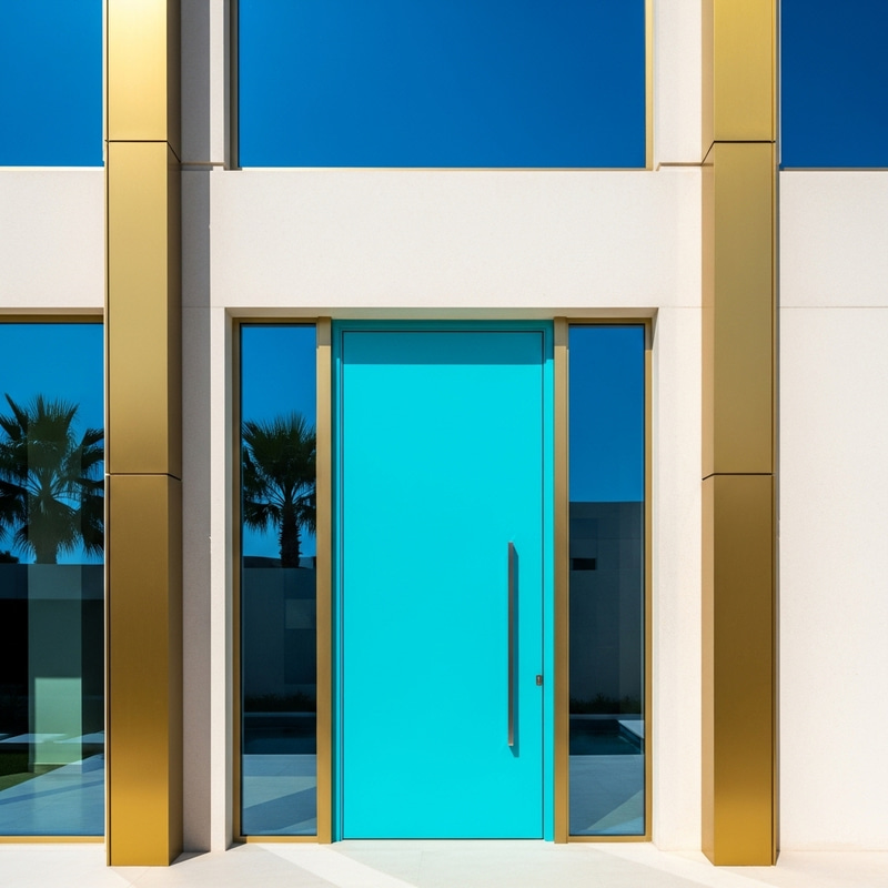 Detailed View of Door on Modern Villa Facade in Dubai Detailed View of Door on Modern Villa Facade in Dubai