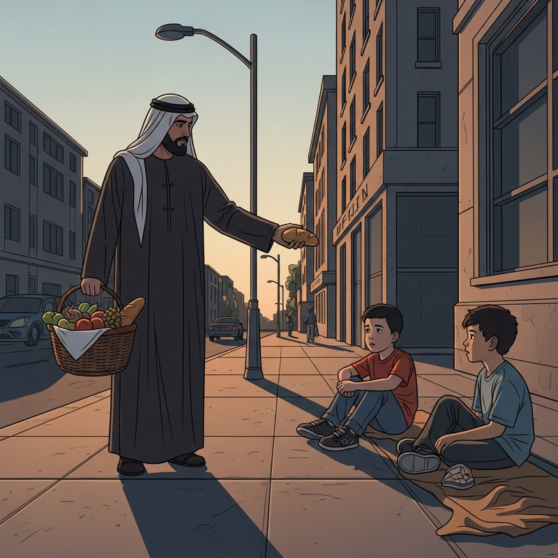 Imam Ali: Compassionate Middle Eastern Figure Feeding Hungry Boys Imam Ali: Compassionate Middle Eastern Figure Feeding Hungry Boys