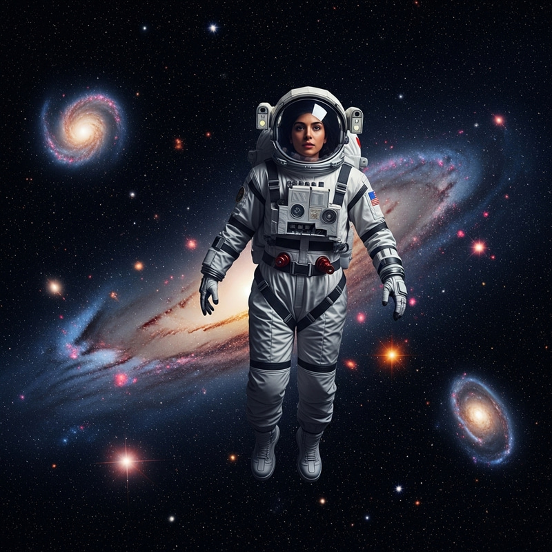 Astronaut Woman Wandering in Space Astronaut Woman Wandering in Space