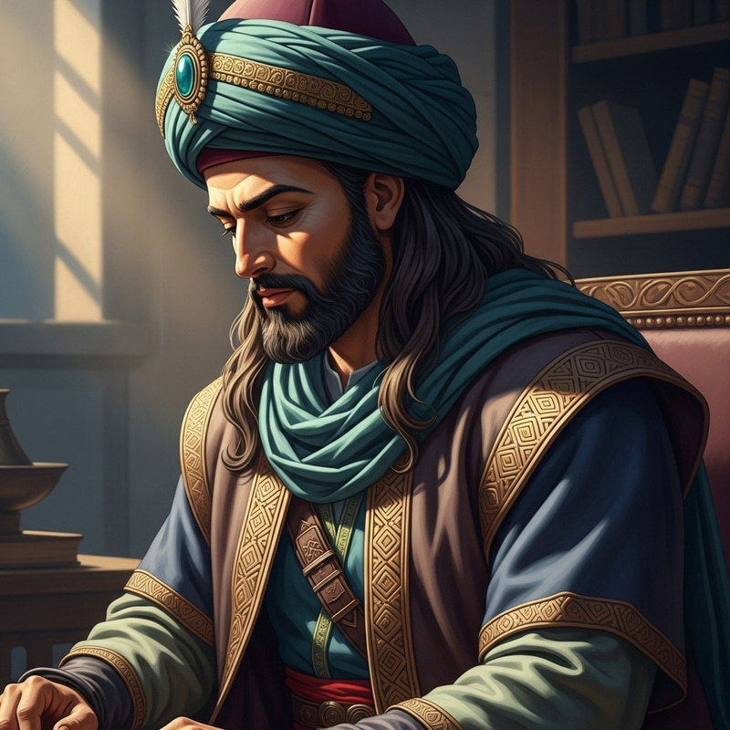 Imam Ali Portrait: Traditional Middle Eastern Figure