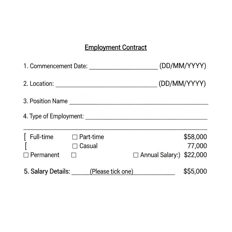 Employment Contract Form: Position, Date, Salary & More Employment Contract Form: Position, Date, Salary & More