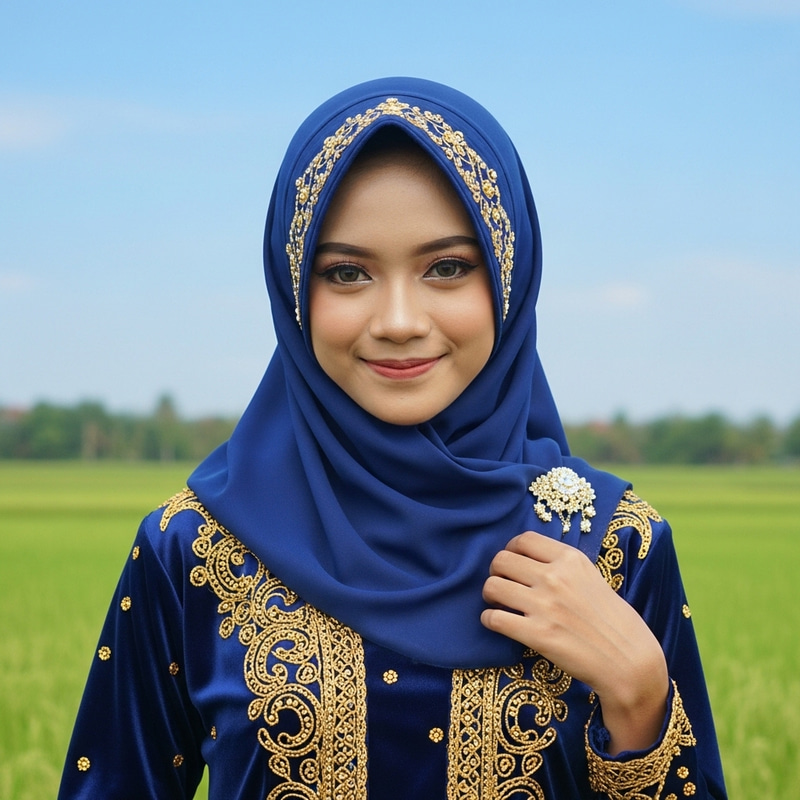 Indonesian Hijab Girl: Rich Cultural Tradition in Deep Blue Hijab Indonesian Hijab Girl: Rich Cultural Tradition in Deep Blue Hijab