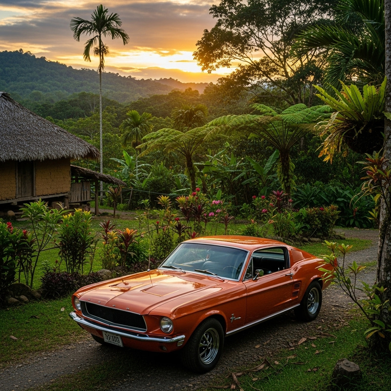 Ford Mustang in Chichica Panama - Tropical Car Scene Ford Mustang in Chichica Panama - Tropical Car Scene