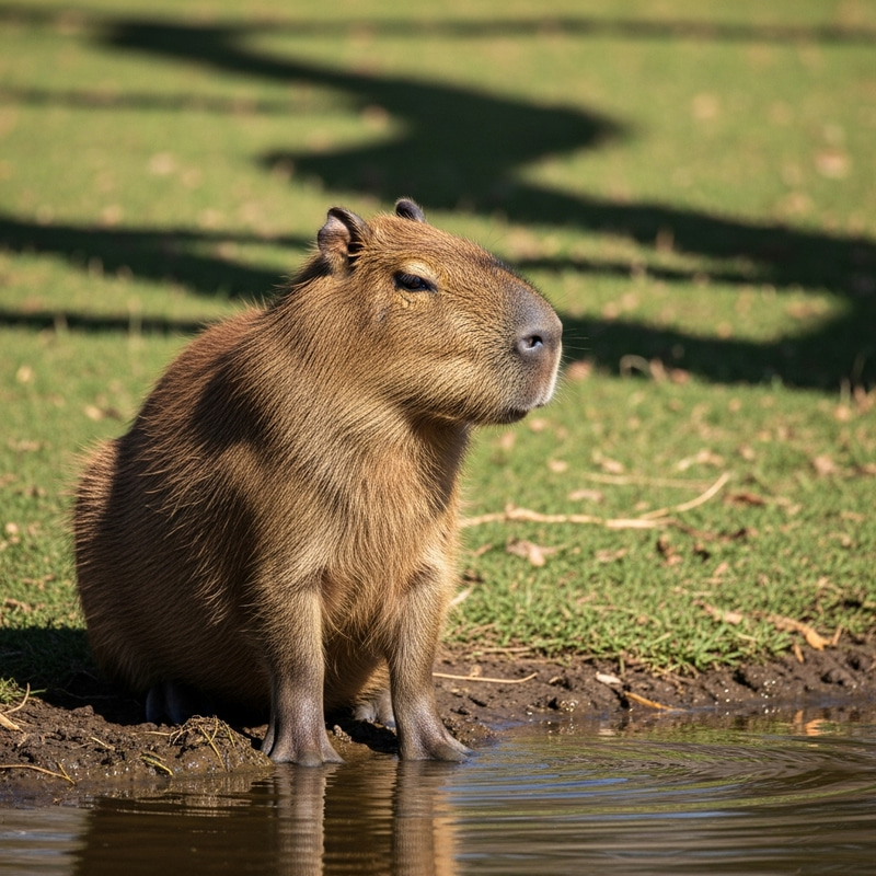 Adorable Capybara by Water Source